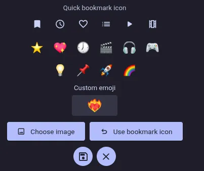 Custom quick-bookmark icons