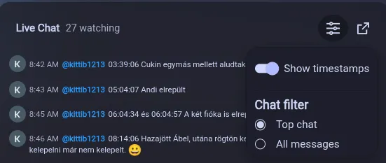 Live chat and premiere controls