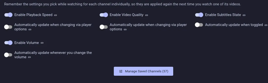 Per-channel playback settings