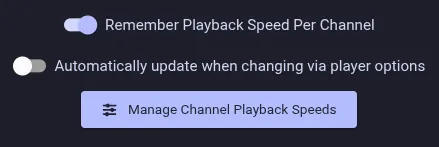 Per-channel playback speed settings
