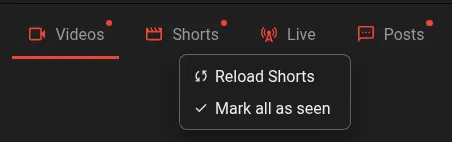 New subscription feed category indicators and the Mark all as seen context menu
