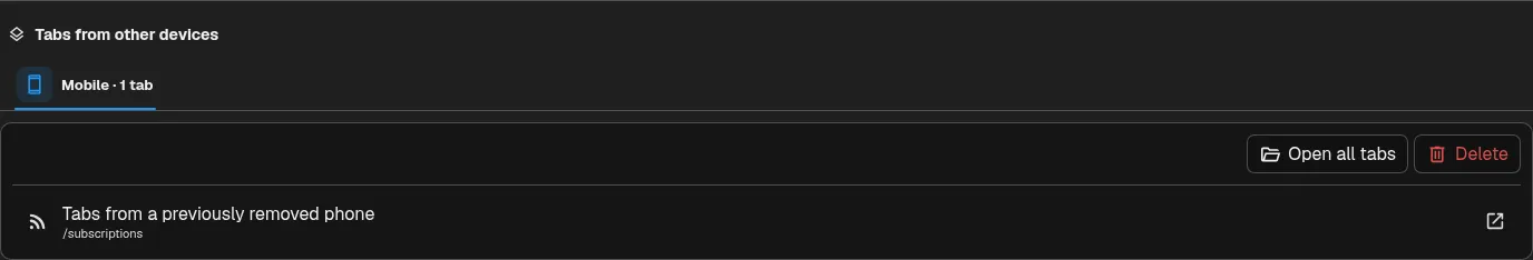 Delete an orphaned synced tab set