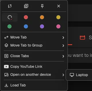Desktop tab device picker