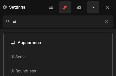 Settings search results update while typing