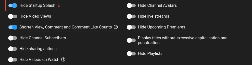 Hide Startup Splash in Distraction Free settings