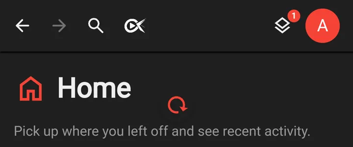 Android swipe-to-refresh indicator at the top of the page