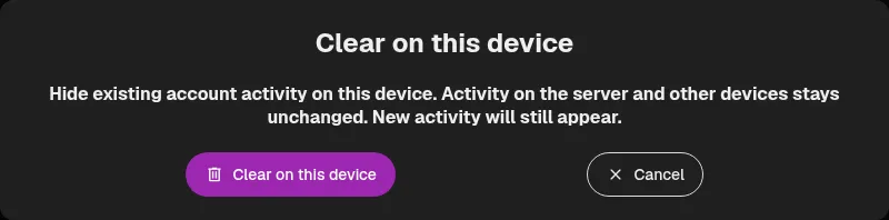 Clear account activity only on this device