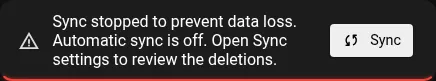 Blocked sync notification