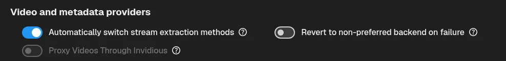 Default-enabled automatic stream extraction fallback setting