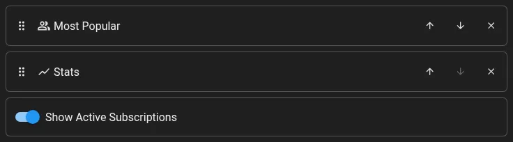 Show Active Subscriptions as a fixed final row in Customize navigation