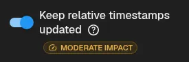 Help icon flows after the readable settings label, with the performance indicator below