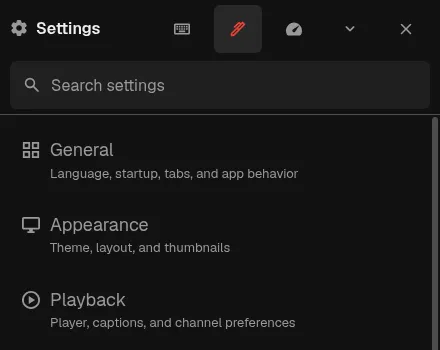 Settings with larger touch targets and spaced header actions