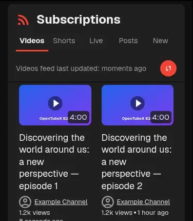 Subscriptions header hides on downward scrolling and returns after a short upward scroll on mobile