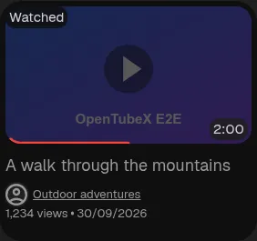 Watched video card with UI Roundness set to 200%
