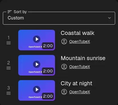 Reordering a playlist by dragging its touch handle
