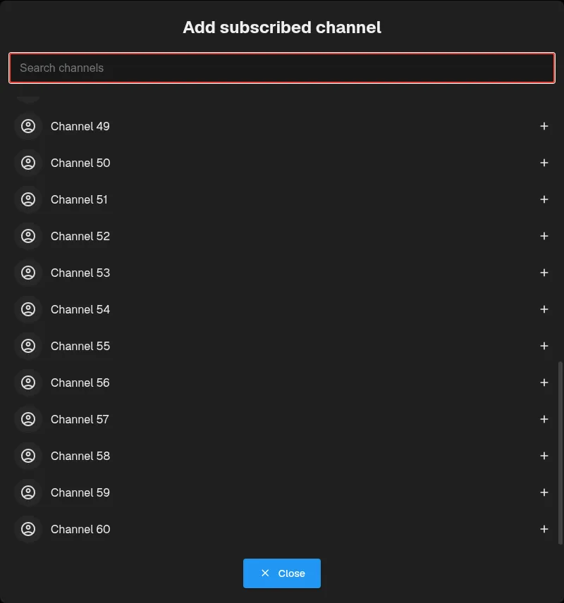 Subscribed channel search stays visible while results scroll