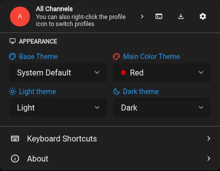 Light and dark theme selectors in Quick Settings