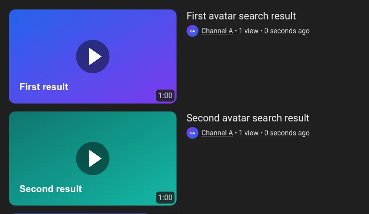 Channel avatars in search results