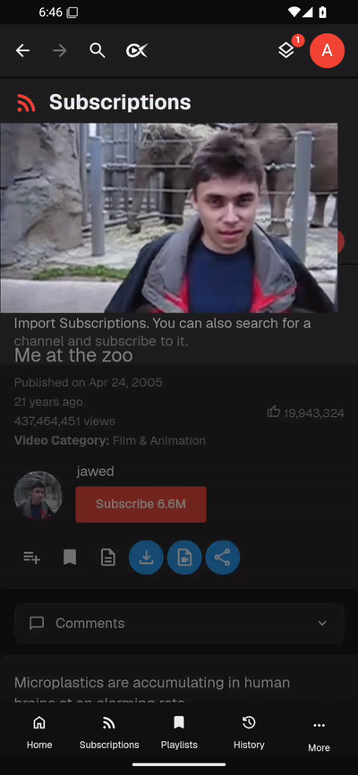 Swipe the playing video into the mobile bottom bar and back to Watch