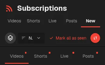 Compact New feed tabs at 375px