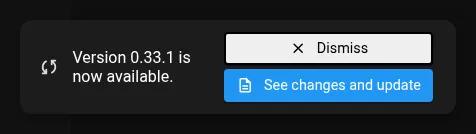 Update notification with dismiss and changelog actions