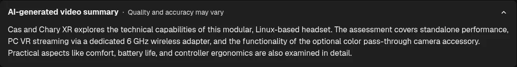 YouTube AI video summary below the description