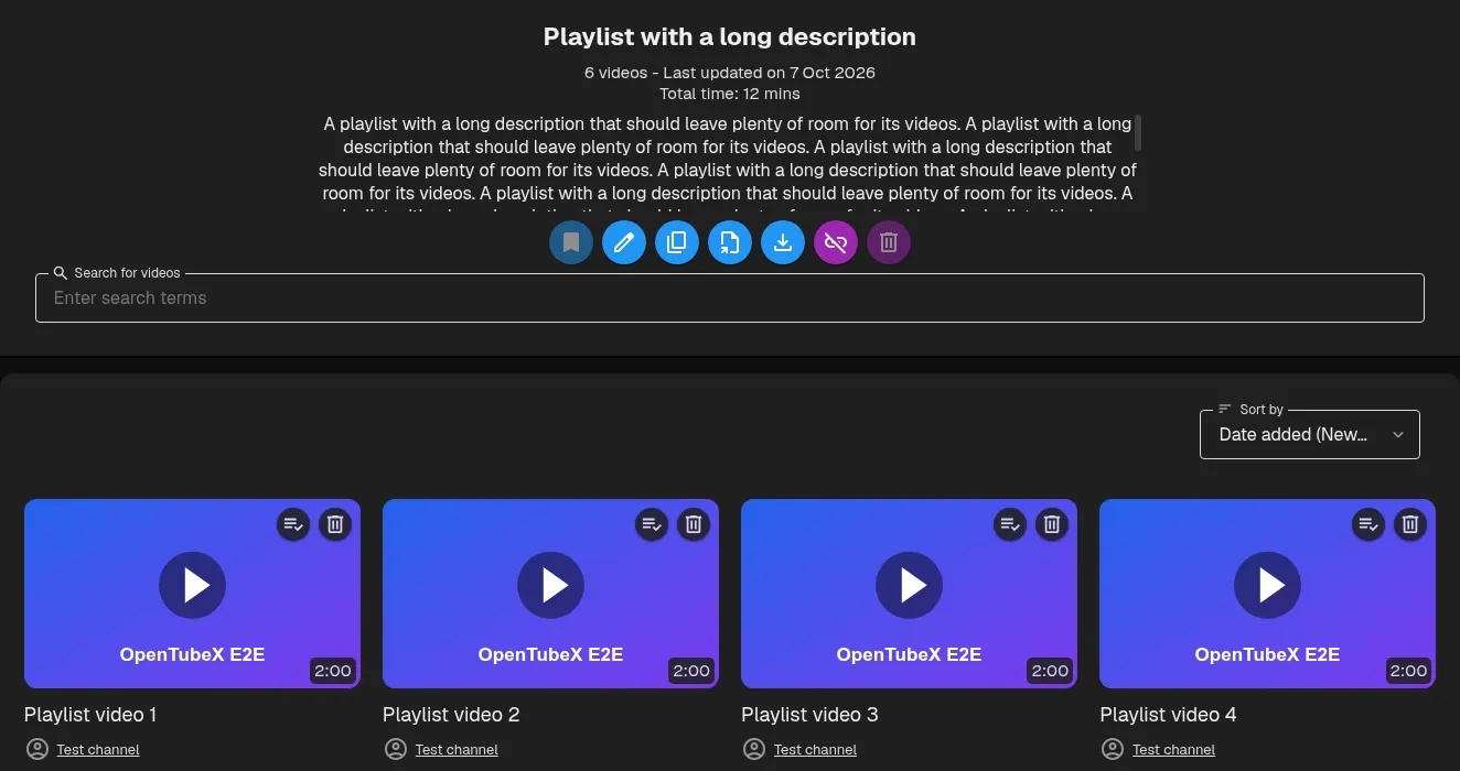 Compact scrollable playlist description in grid layout