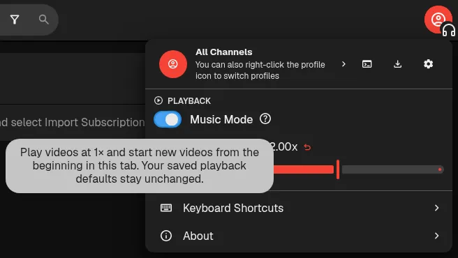 Music Mode in Quick Settings with its question-mark explanation tooltip