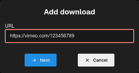 Add download URL dialog for media from another site