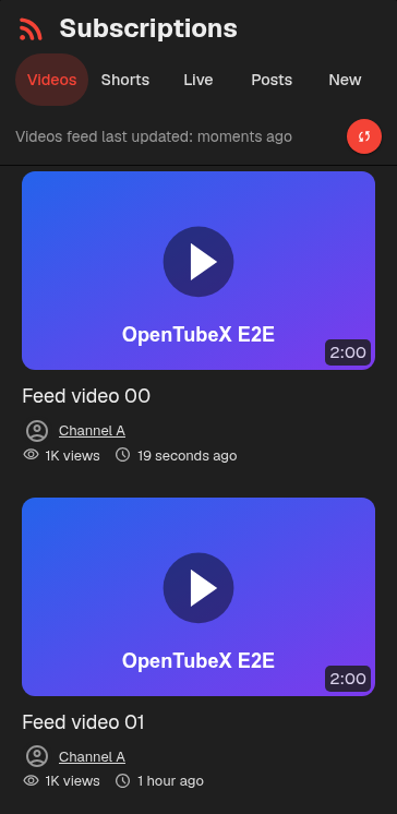 Subscriptions feed on a phone with the Full Width view type