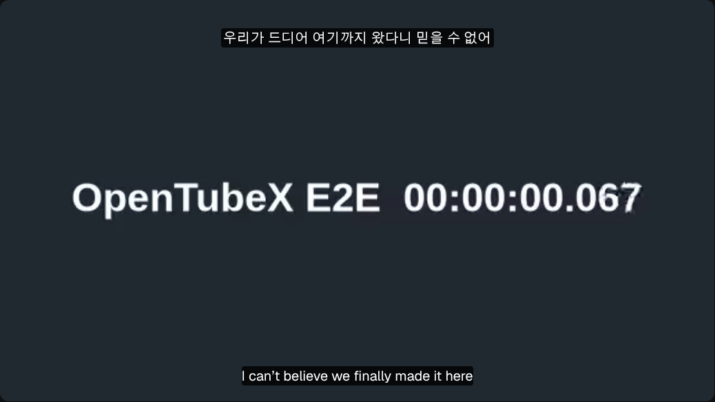 Korean captions at the top of the player and English captions at the bottom
